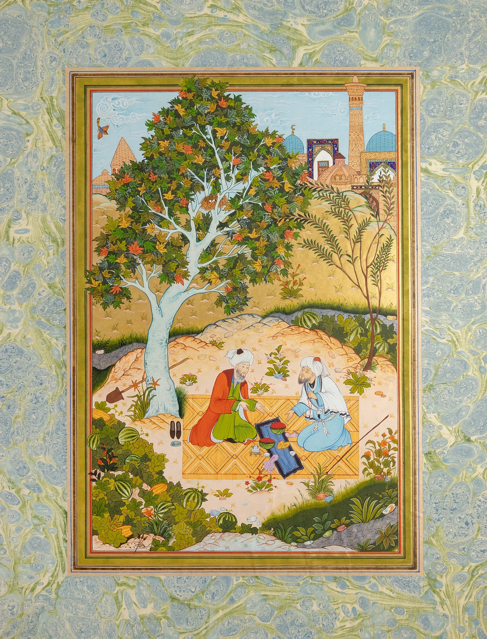 The Conversation of the Sage and the Gardener — Bukhara miniature by Davlat Toshev