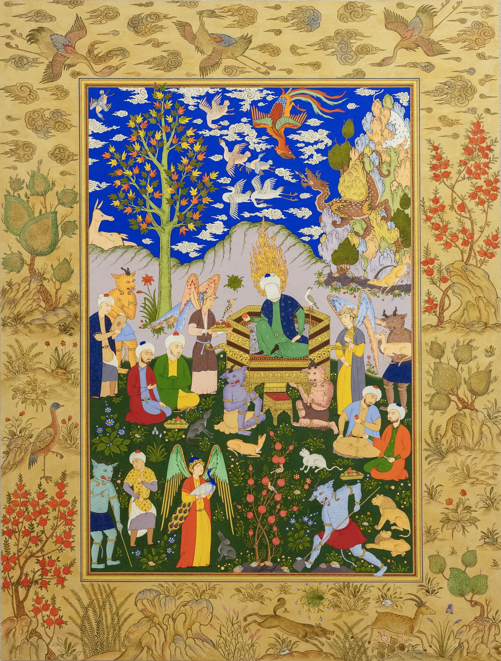 The Court of the Prophet Sulayman — Bukhara miniature by Davlat Toshev
